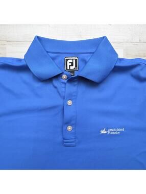 FootJoy Polo Shirt Mens L Athletic Fit Amelia Island Plantation Golf Performance